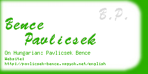 bence pavlicsek business card